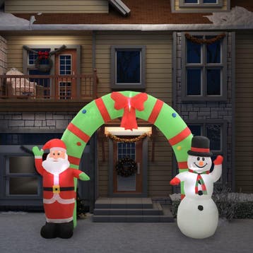 vidaXL Kerstboog kerstman en sneeuwpop opblaasbaar LED 223, Diversen, Kerst, Verzenden, Nieuw
