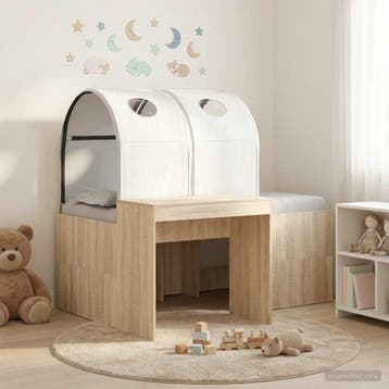 vidaXL Bed met Tunnel 3 st Sonoma eiken en wit Bewerkt hout, Verzenden, Nieuw, Bruin, Hout