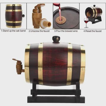 Houten Wijnvat 1L, 1.5L, 3L - Vintage Eiken Vat voor Wijn, W, Verzenden, Nieuw