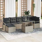 vidaXL Tuin Sofa Set met kussen 8 pcs Lichtgrijs, Verzenden, Nieuw, Rotan, 8 zitplaatsen