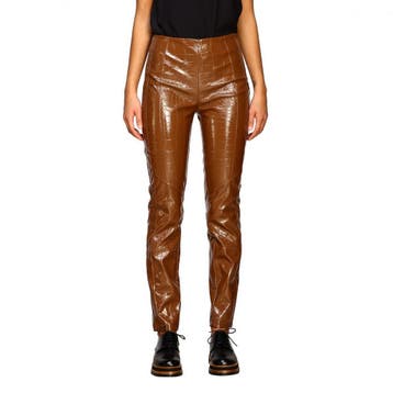 Pinko • bruine lakleren pantalon • 36 (IT42), Pinko, Bruin, Verzenden, Nieuw