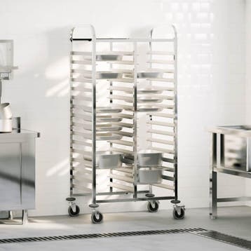 vidaXL Dienbladenwagen met 32 GN-bakken 75x55x162,5 cm, Verzenden, Nieuw