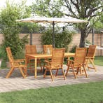 vidaXL Tuin eettafelset 7 pcs Bruin Massief Acaciahout, Tuin en Terras, Tuinsets en Loungesets, Verzenden, Nieuw, 7 zitplaatsen