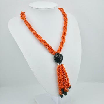 Koraal - Zilver - Halsketting - CORALLO MEDITERRANEO, Nieuw