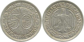 50 Pfennig Duitsland 50 Reichspfennig 1932 E ss/vz J 324, Postzegels en Munten, Munten | Europa | Niet-Euromunten, Verzenden