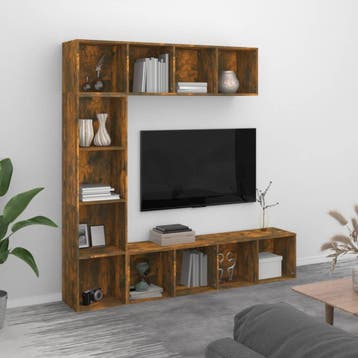 vidaXL 3-delige boekenkast- / tv-meubelset 180x30x180 cm, Huis en Inrichting, Kasten | Boekenkasten, Verzenden, 150 tot 200 cm