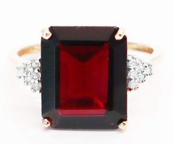 Zonder minimumprijs - Ring - 14 karaat Geel goud Granaat -, Sieraden, Tassen en Uiterlijk, Ringen, Nieuw