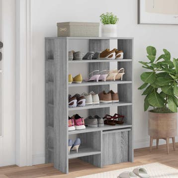 vidaXL Schoenenkast 2 st 62 x 35 x 100 cm Bewerkt hout Grijs, Verzenden, Nieuw