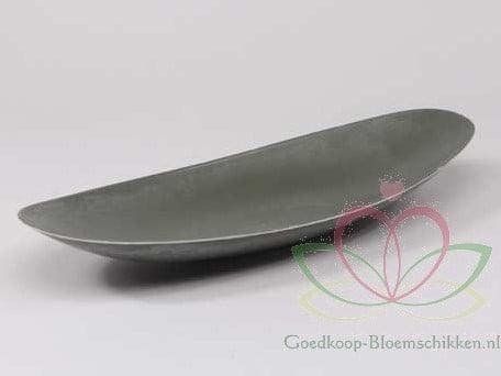 Bootschaal plat Vlot Basic Grey 40x17 cm, Huis en Inrichting, Woonaccessoires | Kunstplanten en Kunstbloemen, Nieuw, Ophalen of Verzenden