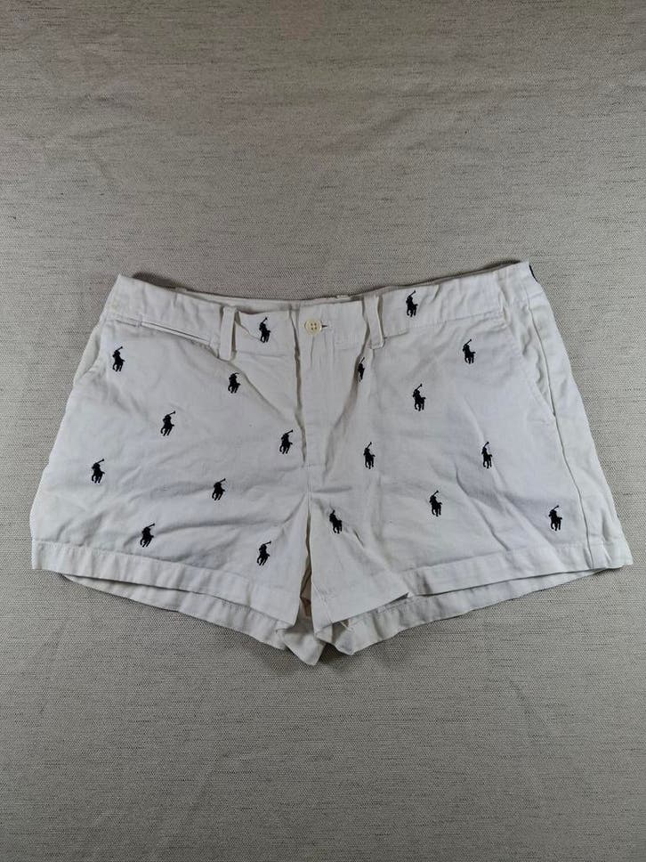 Polo Ralph Lauren shorts maat 8 wit met logos, Kleding | Dames, Broeken en Pantalons, Kort, Wit, Maat 38/40 (M), Zo goed als nieuw
