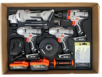 Veiling - Daewoo 4-in-1 powertool set met accus en lader DA