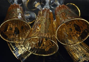 ISMIE LUX - Drinkservies (6) - Luxe amberkleurige fluit in