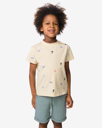 HEMA Kinder T-shirt surfplank ecru, Verzenden, Nieuw