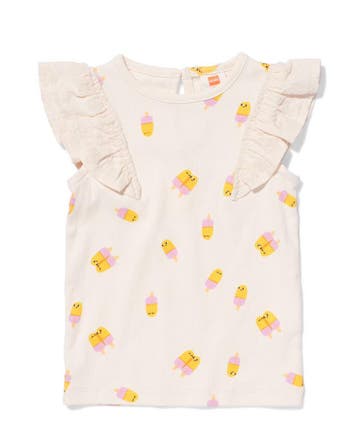 HEMA Baby T-shirt rib ijsjes ecru van €9.99 voor €6.99 sale, Verzenden, Nieuw