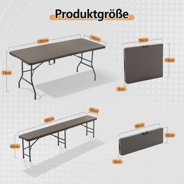 Opvouwbare Picknicktafel Set met 2 Banken - 180cm HDPE, UV-b, Verzenden, Nieuw