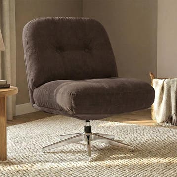 *WOONWINKEL* Retro Draaifauteuil Ribstof Bruin, Huis en Inrichting, Verzenden, Nieuw, Stof