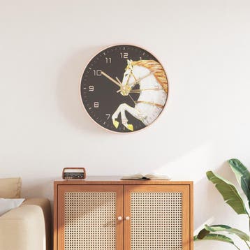 vidaXL Wandklok Ø29,5 cm polystyreen en glas goudkleurig en, Verzenden, Nieuw