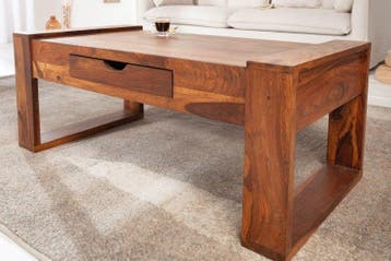 Massief houten salontafel MARKANT 100cm Sheesham met lade, Ophalen of Verzenden, Nieuw