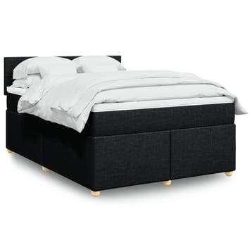 vidaXL Boxspring met matras stof zwart 160x200 cm, Huis en Inrichting, Slaapkamer | Bedden, Verzenden, Zwart, 200 cm, Stof
