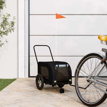 vidaXL Hondenfietstrailer oxford stof en ijzer zwart, Dieren en Toebehoren, Verzenden, Nieuw