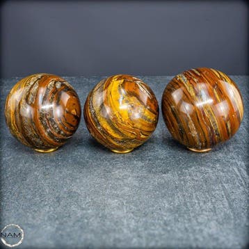 Tijgeroog-kralenset – drie expressieve, unieke exemplaren