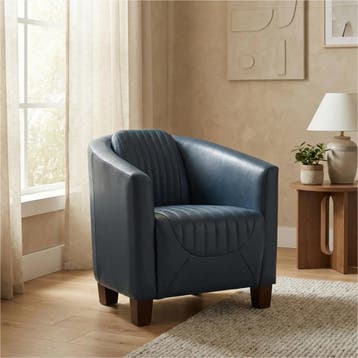 Leren fauteuil Press Special - Granada Blue (blauw) - Poten, Nieuw, Ophalen of Verzenden, Eigentijds, Klassiek, Retro, Romantisch, Vintage