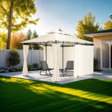 Luxe tuinpaviljoen Emine 4x3m met 6 zijdelen - crème, Verzenden, Nieuw
