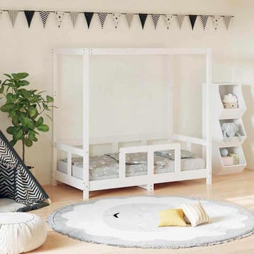 vidaXL Kinderbedframe 70x140 cm massief grenenhout wit, Verzenden, Nieuw