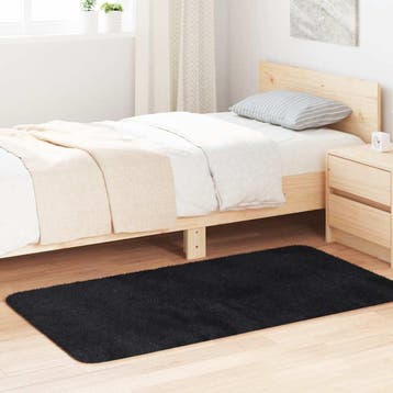 vidaXL Hoogpolig vloerkleed NAVARRA 80x150 cm polyester, Verzenden, Nieuw, Zwart