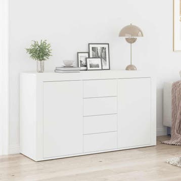 vidaXL Dressoir Wit 120 x 36 x 69 cm Bewerkt hout, Huis en Inrichting, Kasten | Dressoirs, Verzenden, Nieuw, Overige houtsoorten