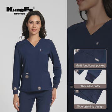 Dames Scrubtop Lange Mouw - Zacht, Waterdicht & Antibacterie, Verzenden