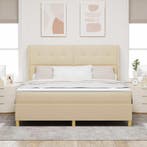 vidaXL Boxspringbed met matras met hoofdeinde Crème 180 x, Huis en Inrichting, Verzenden, Nieuw, Crème, Stof