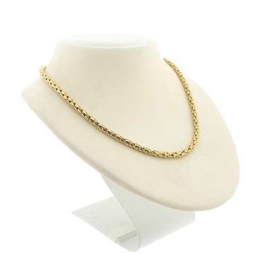 Gouden fantasie schakel collier | 42 cm (Ketting), Ophalen of Verzenden, Gebruikt, Overige kleuren, Goud