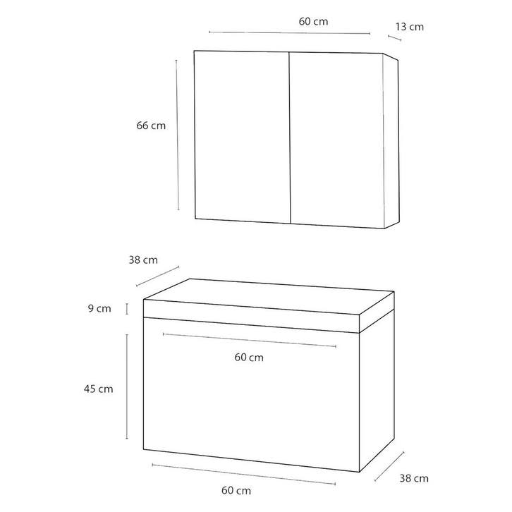 Badkamermeubelset Differnz Somero Met Beton Wastafel 60 cm, Huis en Inrichting, Badkamer | Badkamermeubels, Ophalen of Verzenden