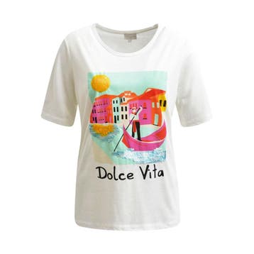 Milano Italy • t-shirt Dolce Vita • S, Verzenden, Wit, Maat 36 (S), Milano Italy