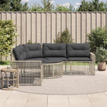 vidaXL Tuinbank met kussens en voetensteun L-vormig rattan, Verzenden, Nieuw