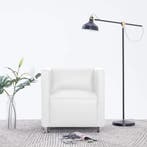 vidaXL Fauteuil kubus kunstleer wit, Verzenden, Nieuw