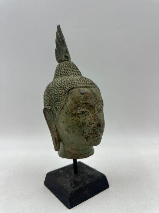 Tête de buddha en bronze ancienne - sculptuur - Thailand, Antiek en Kunst, Kunst | Niet-Westerse kunst