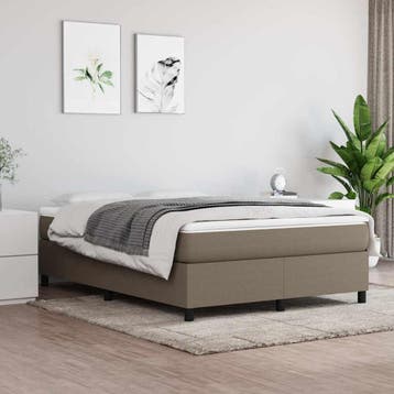 vidaXL Boxspring met matras stof taupe 140x190 cm, Verzenden, Stof, Nieuw, Tweepersoons