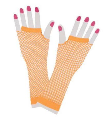 Net handschoenen neon oranje, Verzenden, Nieuw, Feestartikel