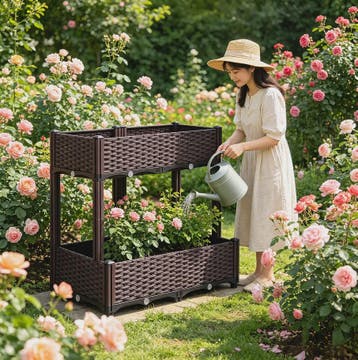 Verhoogde Plantenbak Dubbele Laag - 4 Vakken - 80x40x67cm -, Verzenden, Nieuw