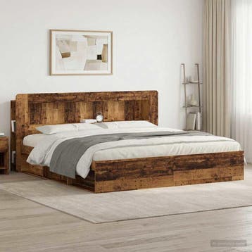 vidaXL Hoofdbordkast met opslag Oud hout Geconstrueerd hout, Verzenden, Nieuw, Bruin, Hout