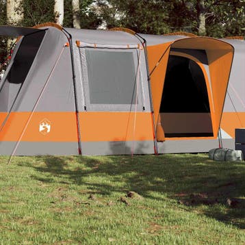 vidaXL Tunneltent 4-persoons waterdicht grijs en oranje, Verzenden, Nieuw, Tot en met 2