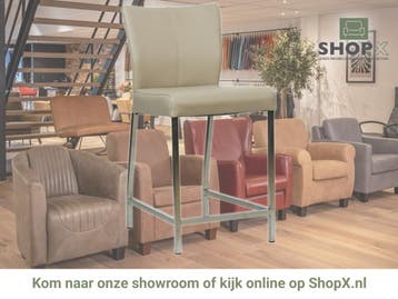 Leren barkruk Revolt laag - Toledo Mastic (taupe/bruin) -, Huis en Inrichting, Barkrukken, Nieuw, Leer, Ophalen of Verzenden, 90 cm of meer
