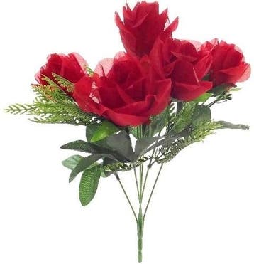 Zijden Rozen met Gips en Blad Rood Boeketje 33 cm, Ophalen of Verzenden, Nieuw
