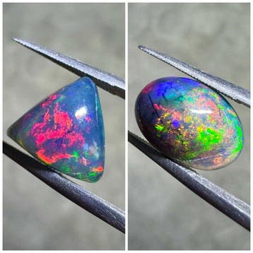 Lot van 2 natuurlijke zwarte opalen uit Ethiopië. 5,06