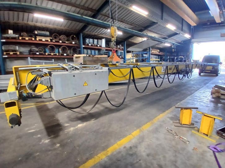 SWF enkelligger bovenloopkraan ± 14.000mm x 5t 001640U, Doe-het-zelf en Verbouw, Gereedschap | Overige machines, Gebruikt, Ophalen