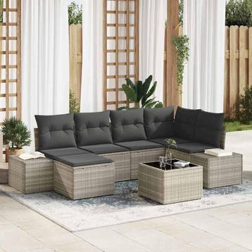 vidaXL Tuin Sofa Set 6 st Lichtgrijs poly rattan, Verzenden, Nieuw, Rotan, 6 zitplaatsen