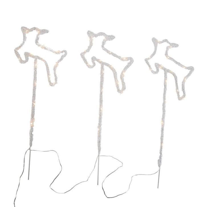 Set van 3 kerst prikspots wit herten incl. LED met timer, Diversen, Kerst, Nieuw, Verzenden