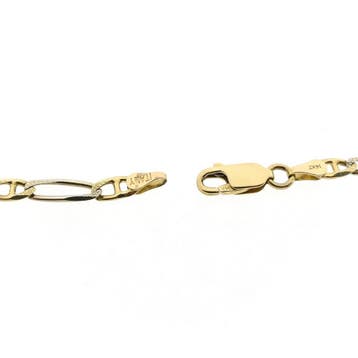 Bicolor gouden Figaro/Marine schakelketting, Sieraden, Tassen en Uiterlijk, Kettingen, Ophalen of Verzenden, Gebruikt, Goud, Goud